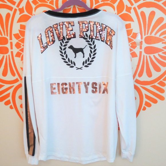 Victoria's Secret Tops - PINK White Long Sleeve Sequin Top L